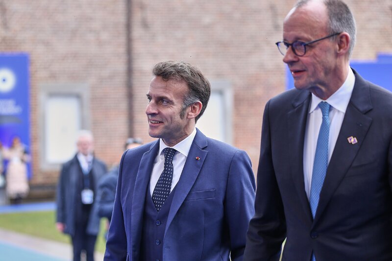 Emmanuel Macron et Friedrich Merz à la conférence de Munich, le 12 février 2026.
