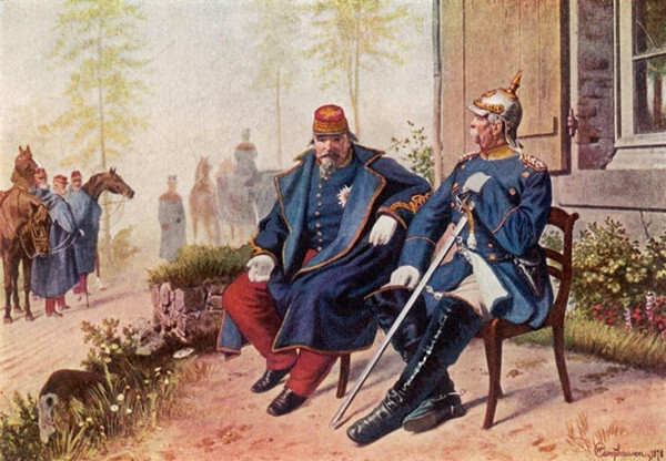 Napoléon III et Bismarck le matin après la bataille de Sedan le 2 septembre 1870