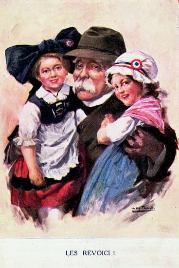 Carte postale sur la rétrocession de l'Alsace-Lorraine